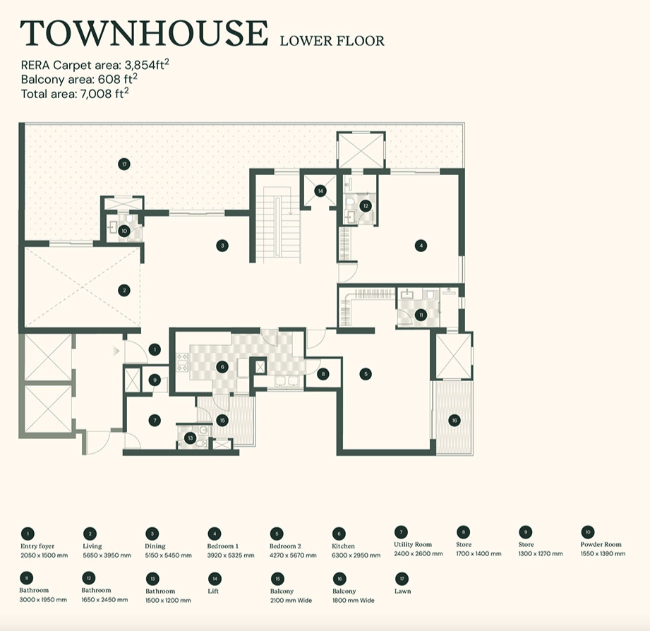 7008 Sq.ft. Townhouse Lower Floor